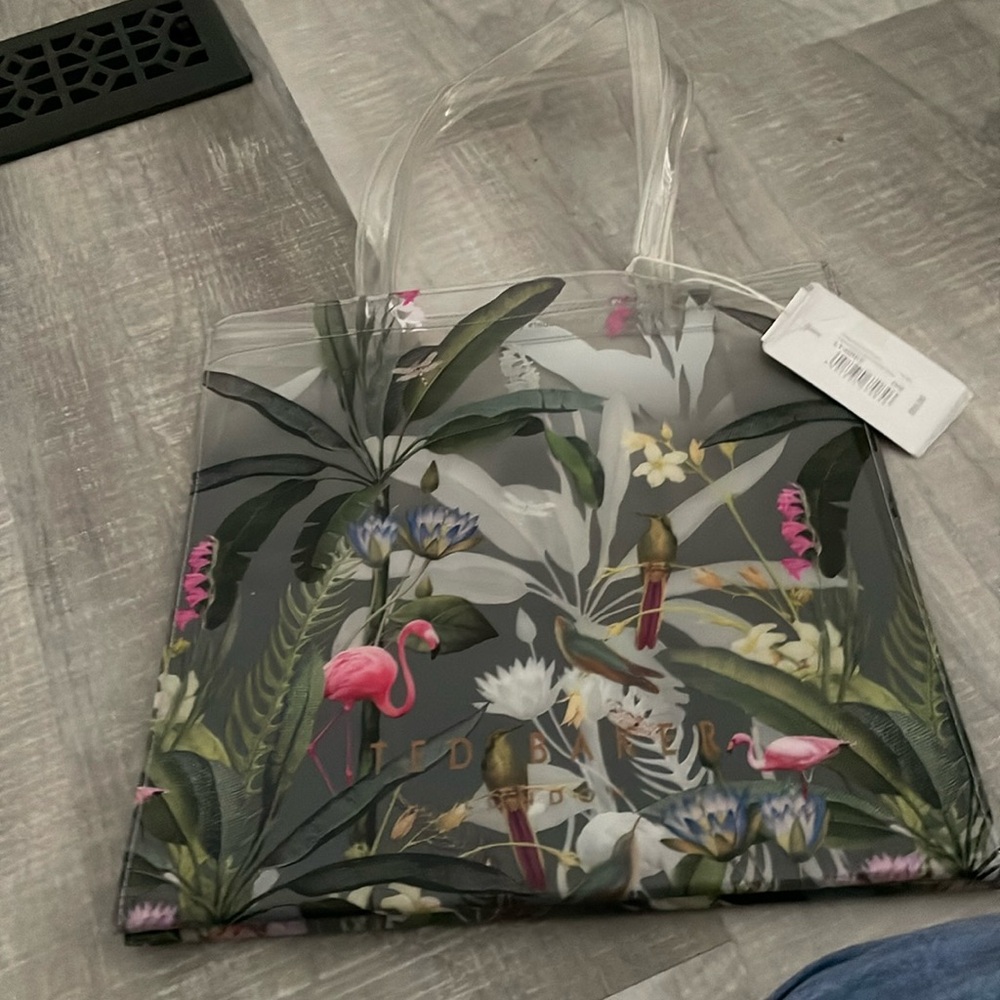 Ted Baker London Floral & Flamingo Clear Tote Bag - Green, Pink, White